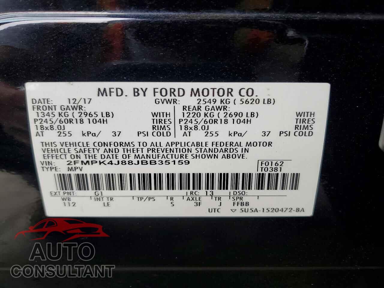FORD EDGE 2018 - 2FMPK4J88JBB35159