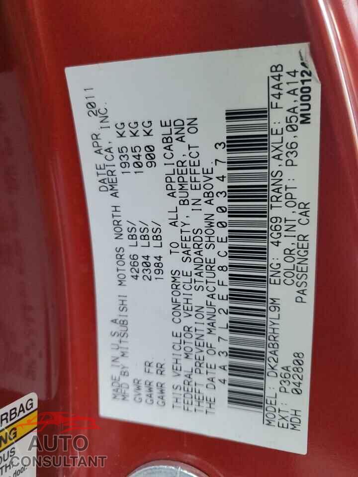 MITSUBISHI ECLIPSE 2012 - 4A37L2EF8CE003473