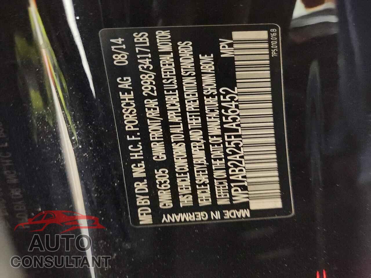 PORSCHE CAYENNE 2015 - WP1AB2A25FLA56452