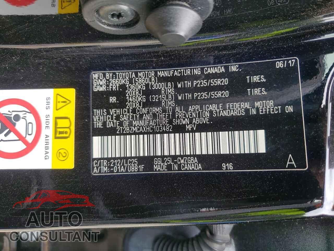 LEXUS RX350 2017 - 2T2BZMCAXHC103482