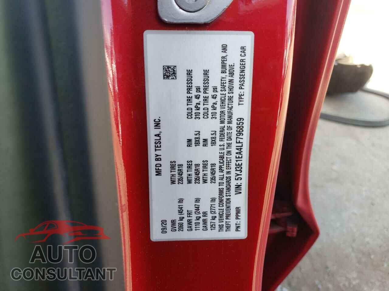 TESLA MODEL 3 2020 - 5YJ3E1EA4LF796859