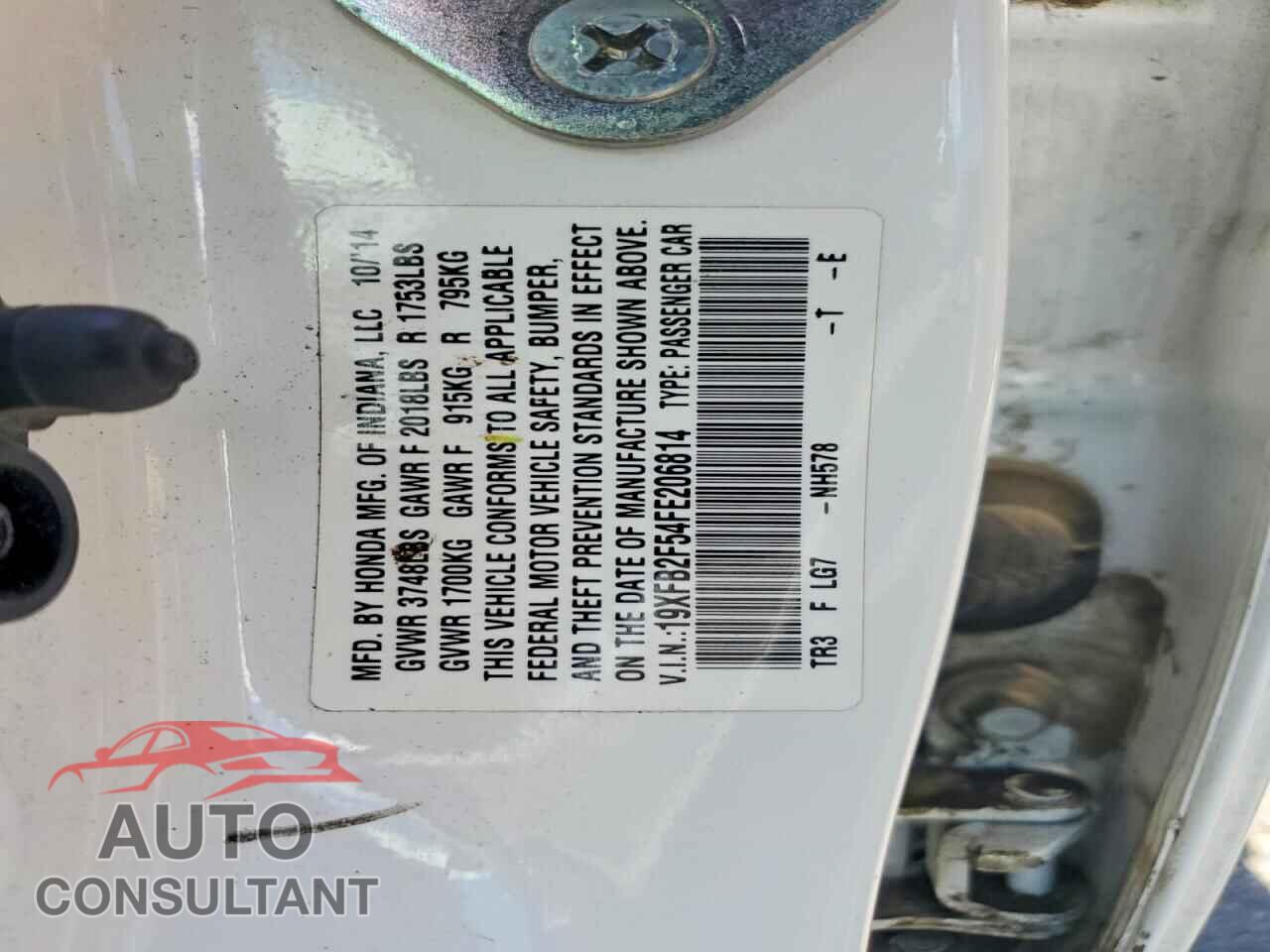 HONDA CIVIC 2015 - 19XFB2F54FE206814