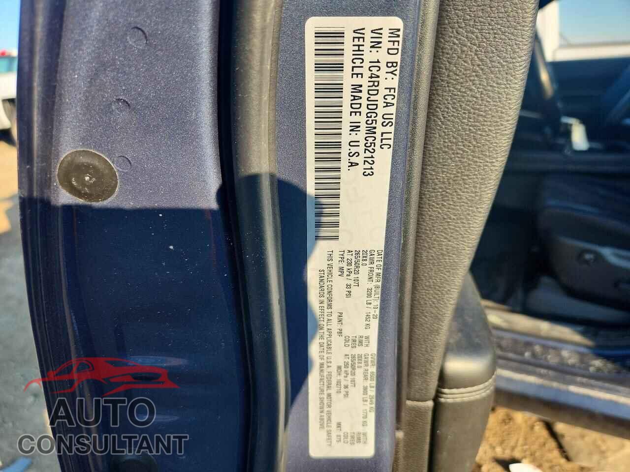 DODGE DURANGO 2021 - 1C4RDJDG5MC521213