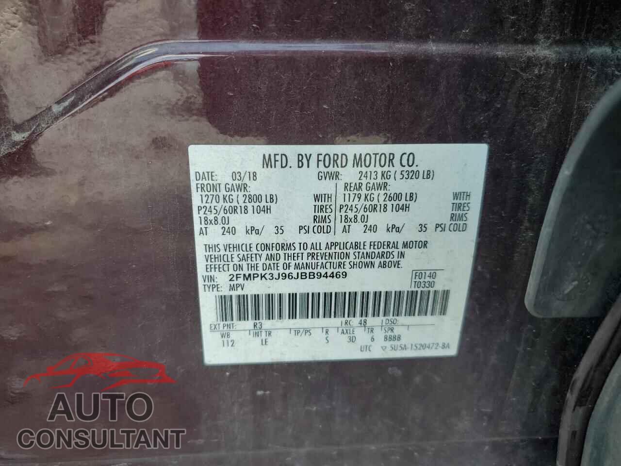 FORD EDGE 2018 - 2FMPK3J96JBB94469