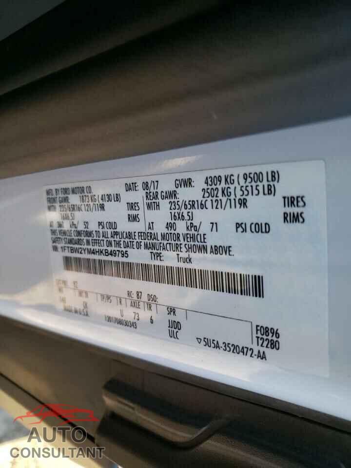 FORD TRANSIT CO 2017 - 1FTBW2YM4HKB49795