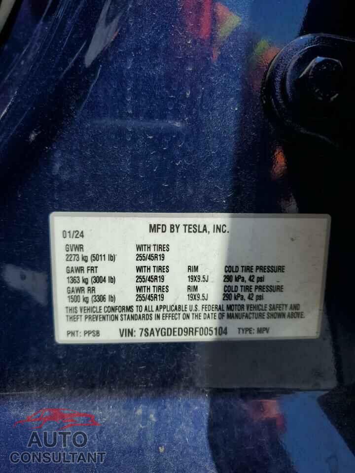 TESLA MODEL Y 2024 - 7SAYGDED9RF005104