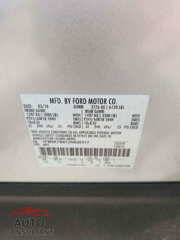 FORD EXPLORER 2018 - 1FM5K7B87JGB26517