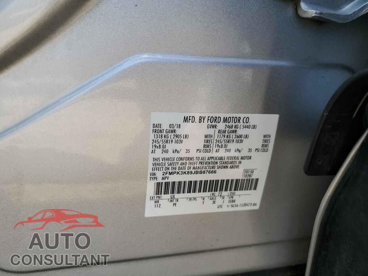 FORD EDGE 2018 - 2FMPK3K89JBB87666