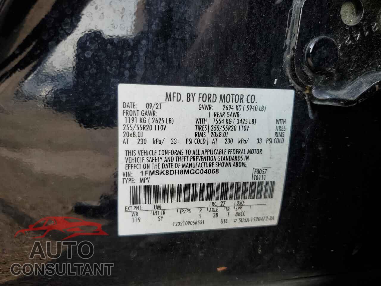 FORD EXPLORER 2021 - 1FMSK8DH8MGC04068