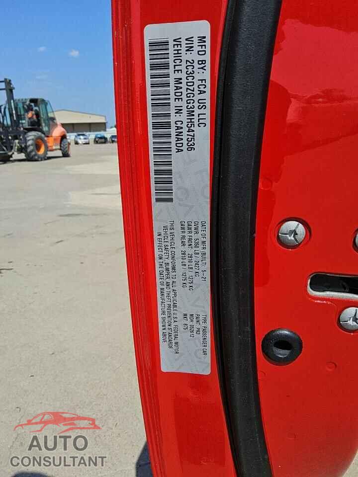 DODGE CHALLENGER 2021 - 2C3CDZGG3MH547536