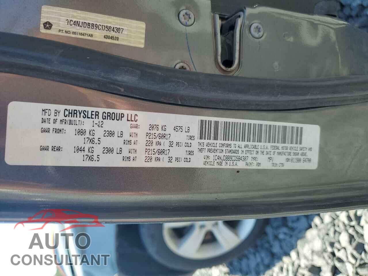 JEEP COMPASS 2012 - 1C4NJDBB9CD584307