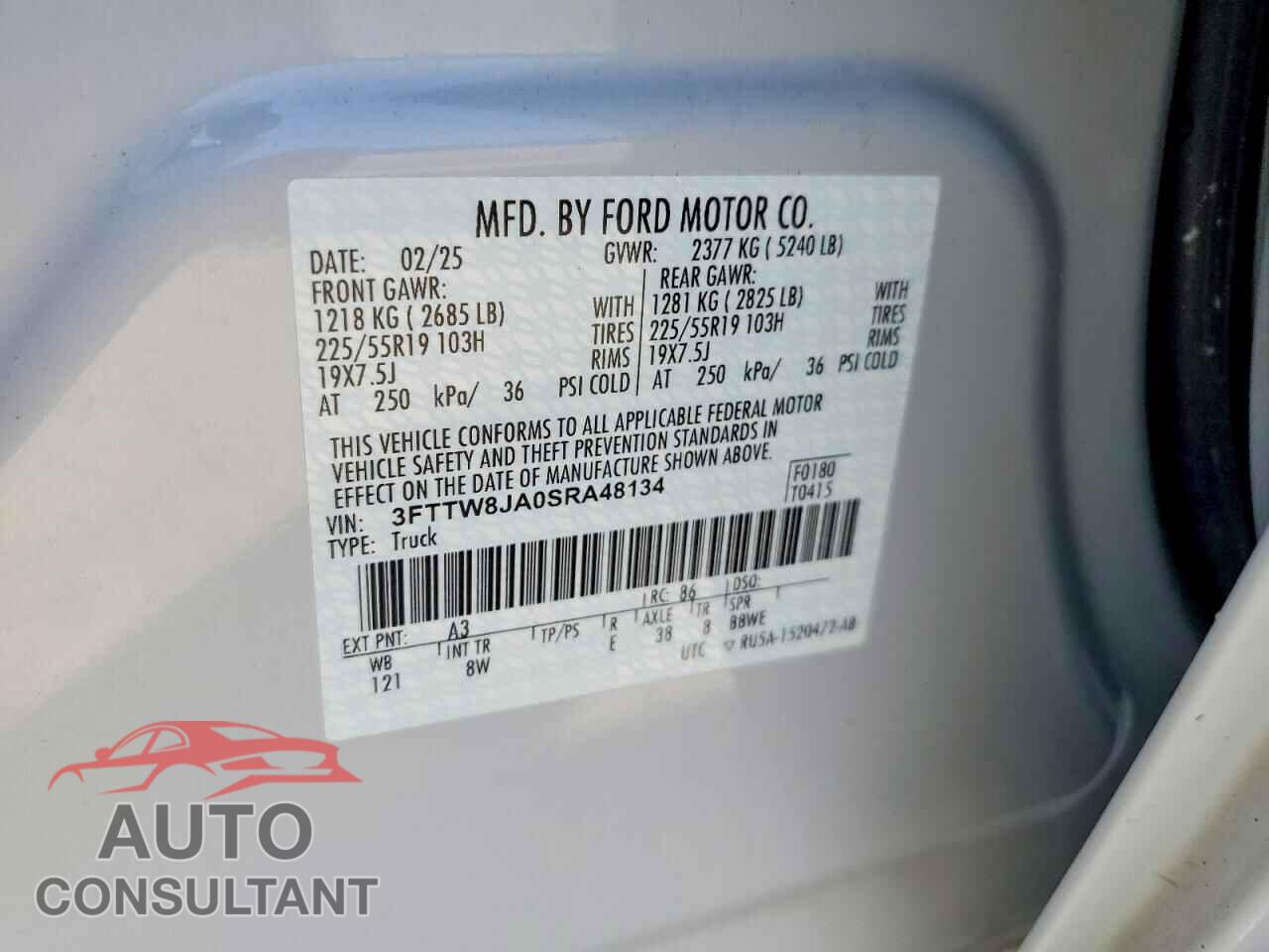 FORD MAVERICK 2025 - 3FTTW8JA0SRA48134