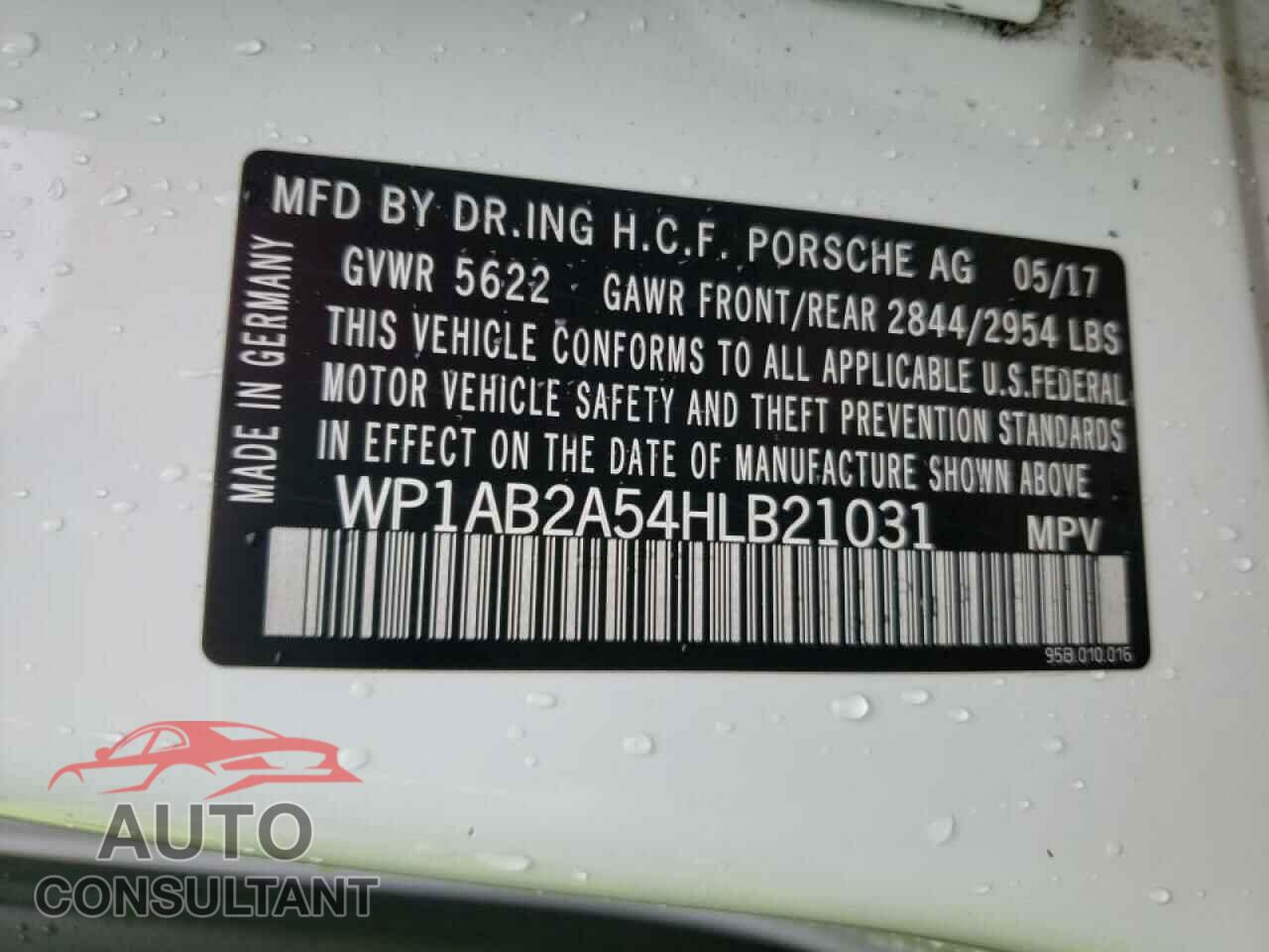 PORSCHE MACAN 2017 - WP1AB2A54HLB21031