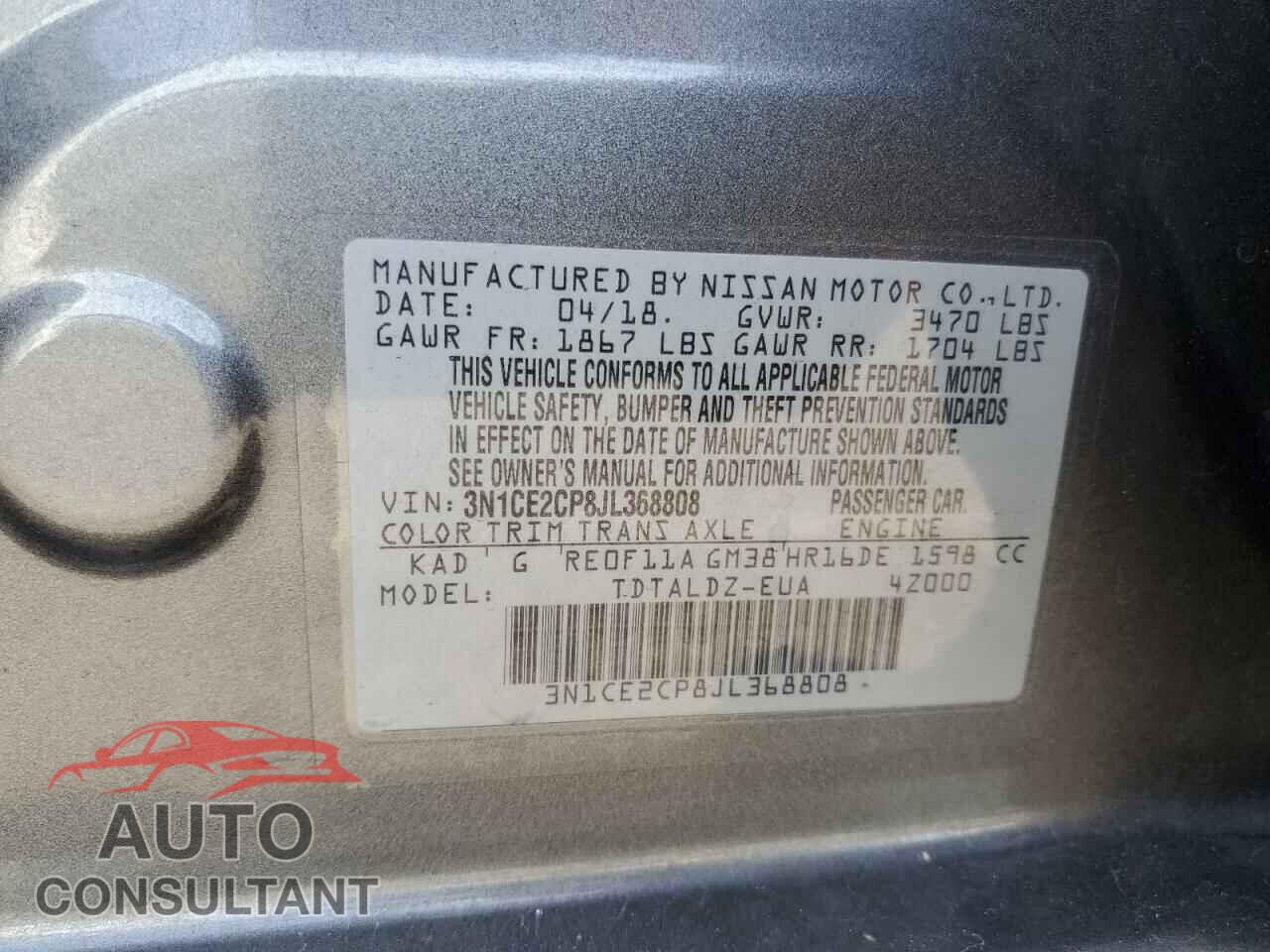 NISSAN VERSA 2018 - 3N1CE2CP8JL368808