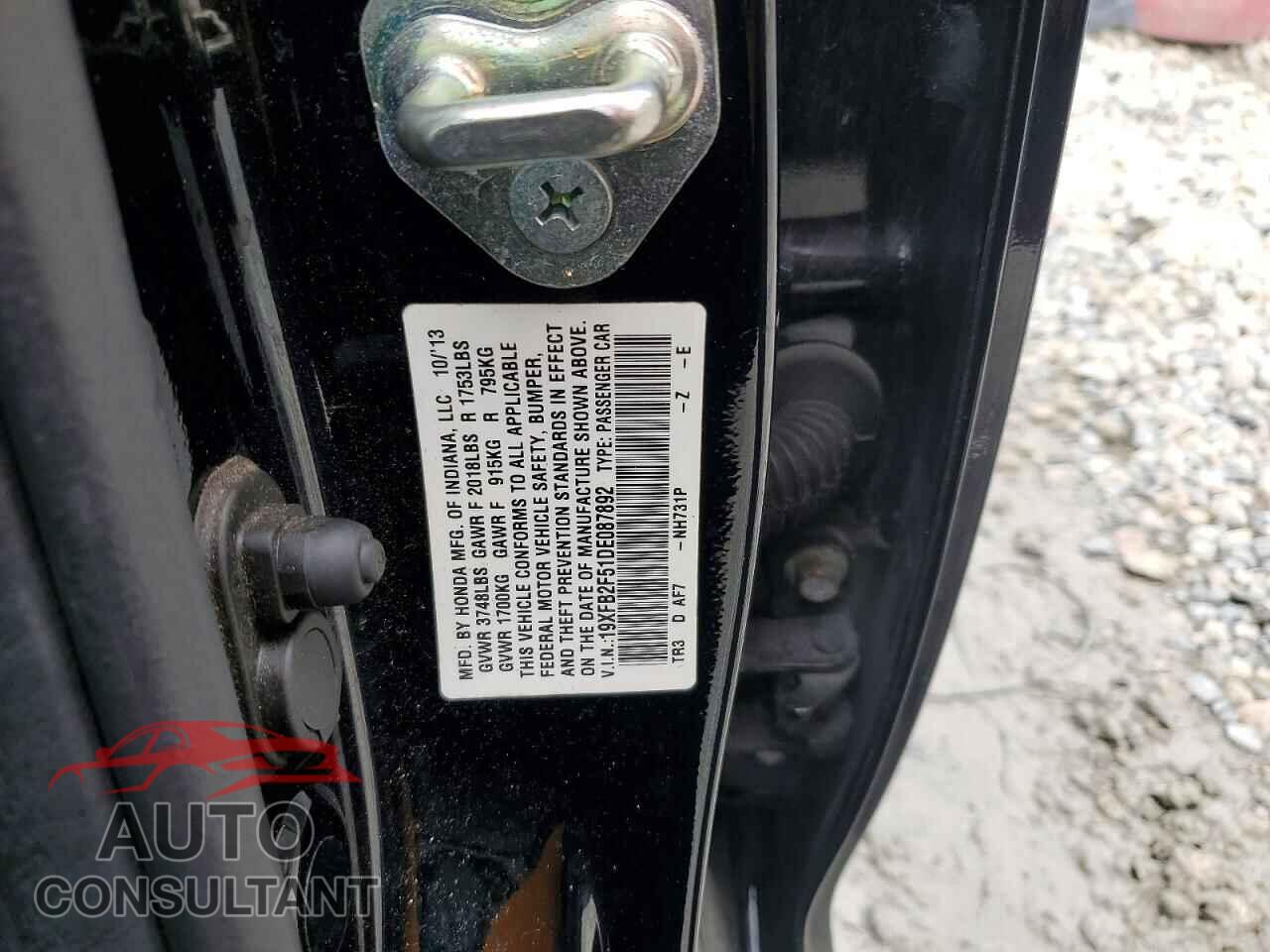 HONDA CIVIC 2013 - 19XFB2F51DE087892