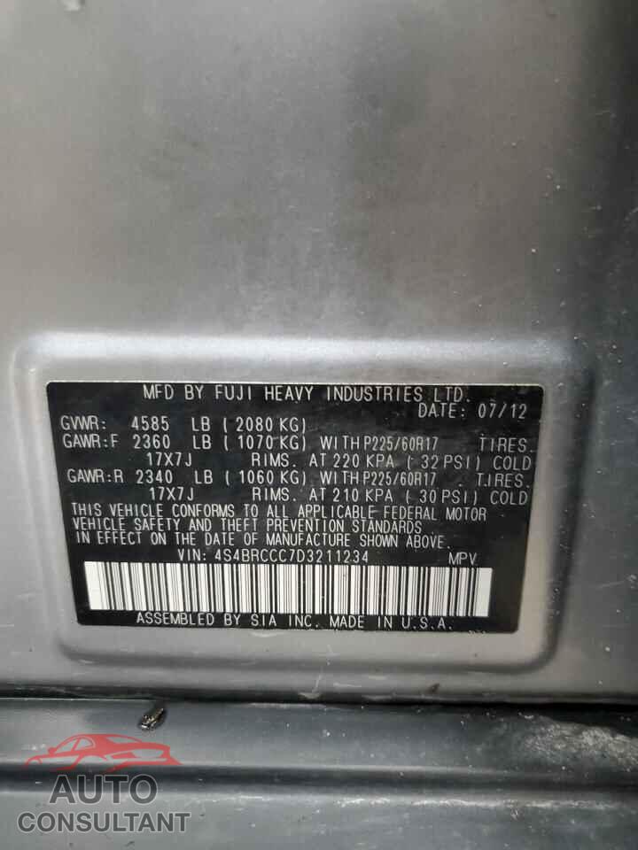 SUBARU OUTBACK 2013 - 4S4BRCCC7D3211234