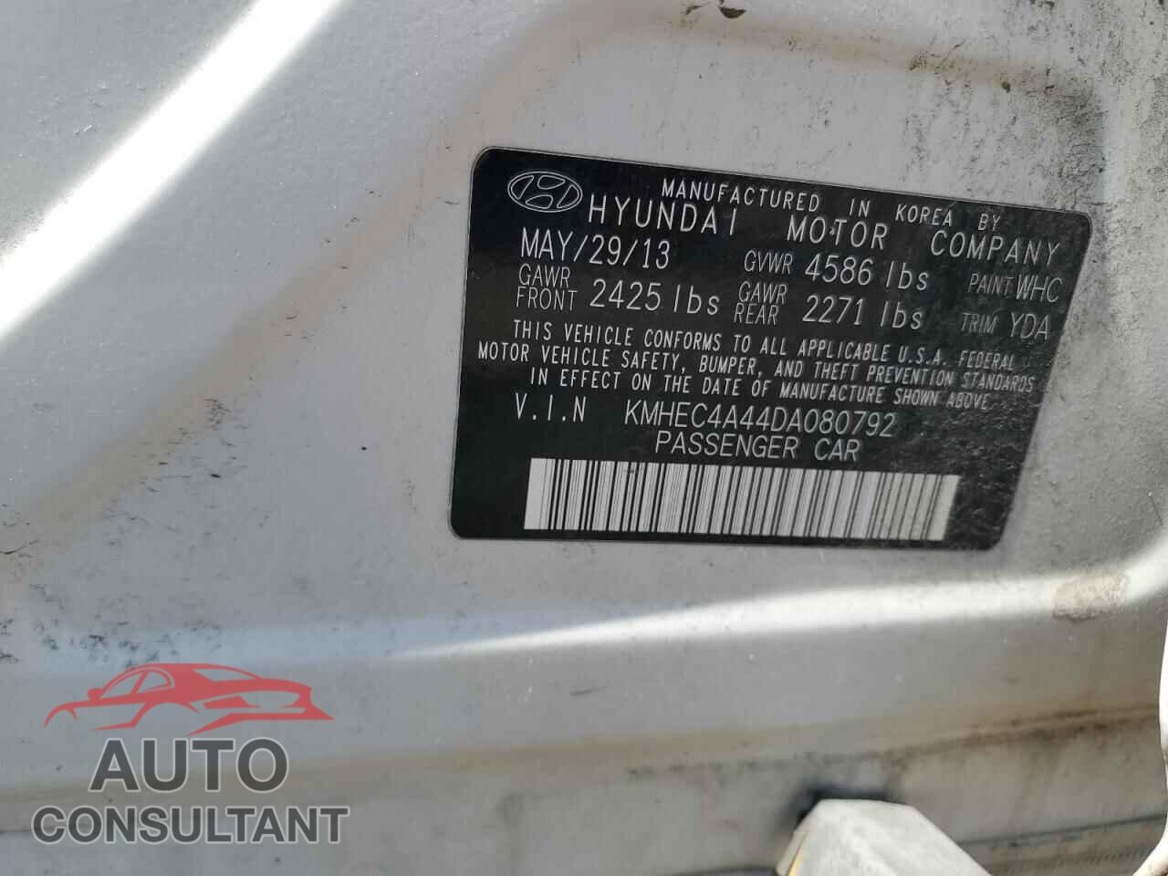 HYUNDAI SONATA 2013 - KMHEC4A44DA080792