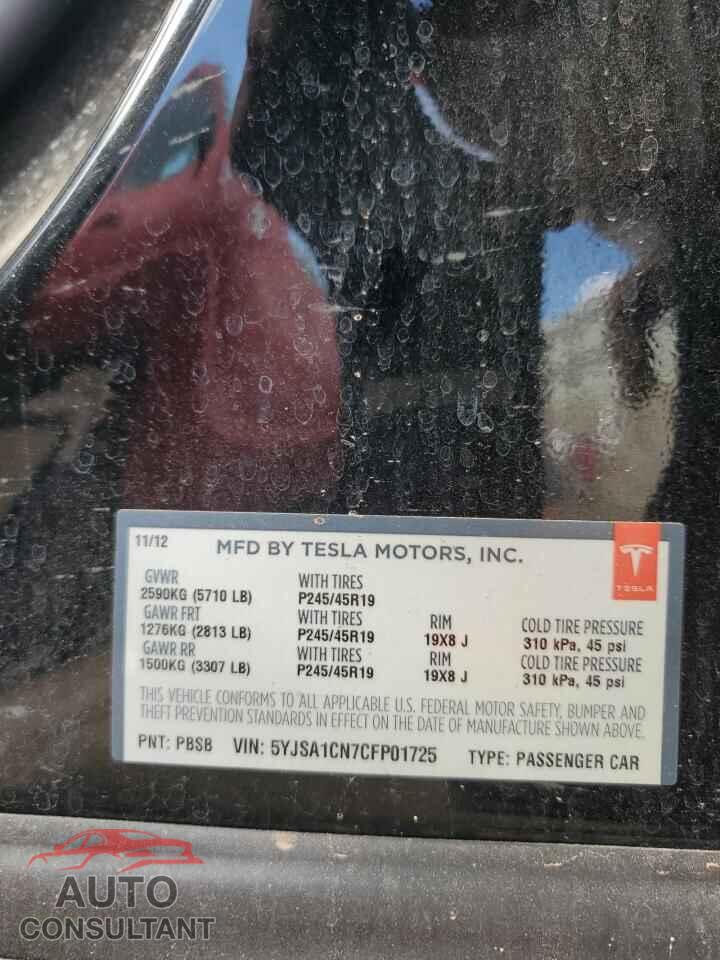 TESLA MODEL S 2012 - 5YJSA1CN7CFP01725