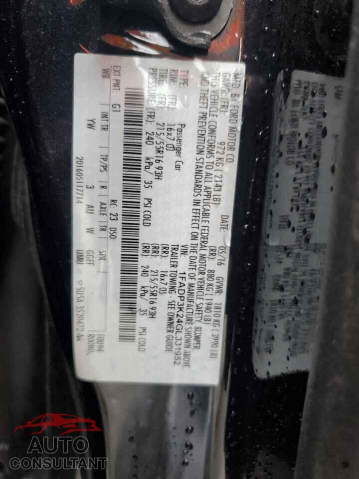 FORD FOCUS 2016 - 1FADP3K24GL331952