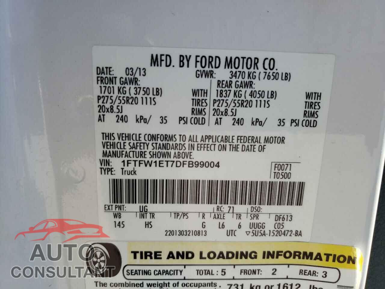 FORD F-150 2013 - 1FTFW1ET7DFB99004