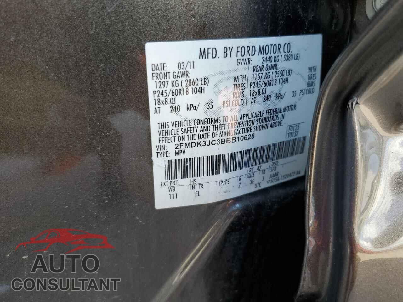 FORD EDGE 2011 - 2FMDK3JC3BBB10625