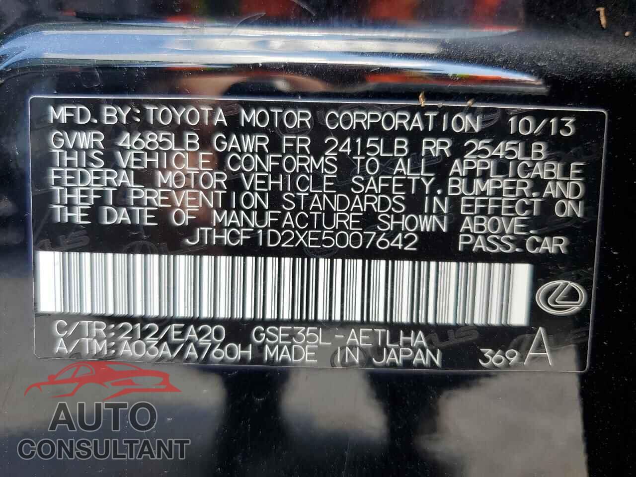 LEXUS IS 2014 - JTHCF1D2XE5007642