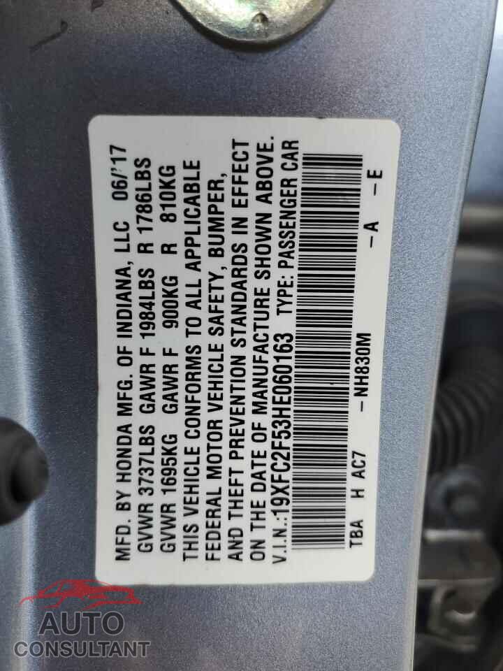 HONDA CIVIC 2017 - 19XFC2F53HE060163