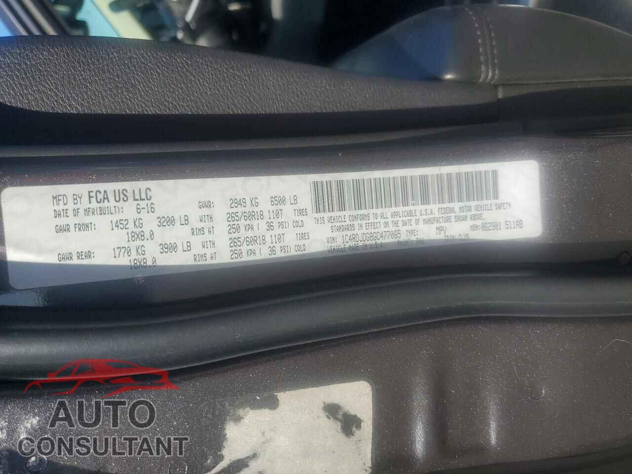 DODGE DURANGO 2016 - 1C4RDJDG8GC477065