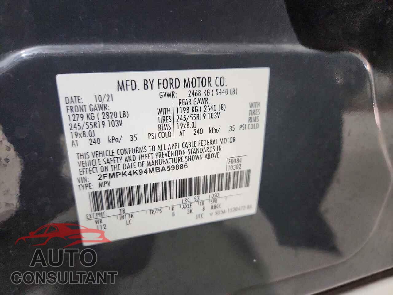 FORD EDGE 2021 - 2FMPK4K94MBA59886