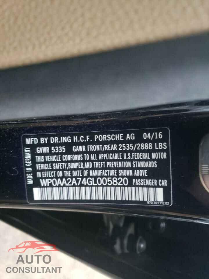 PORSCHE PANAMERA 2016 - WP0AA2A74GL005820