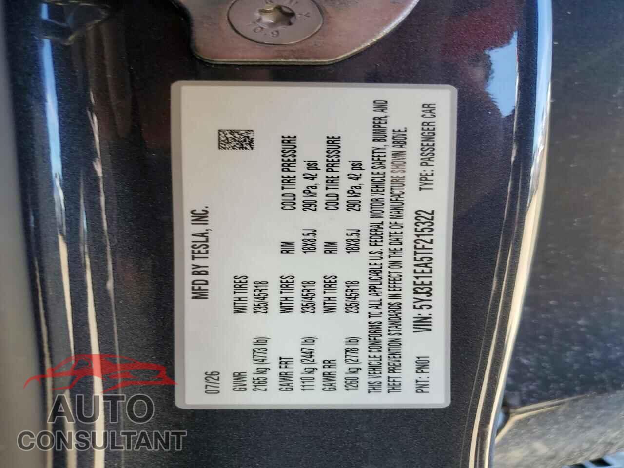 TESLA MODEL 3 2026 - 5YJ3E1EA5TF215322