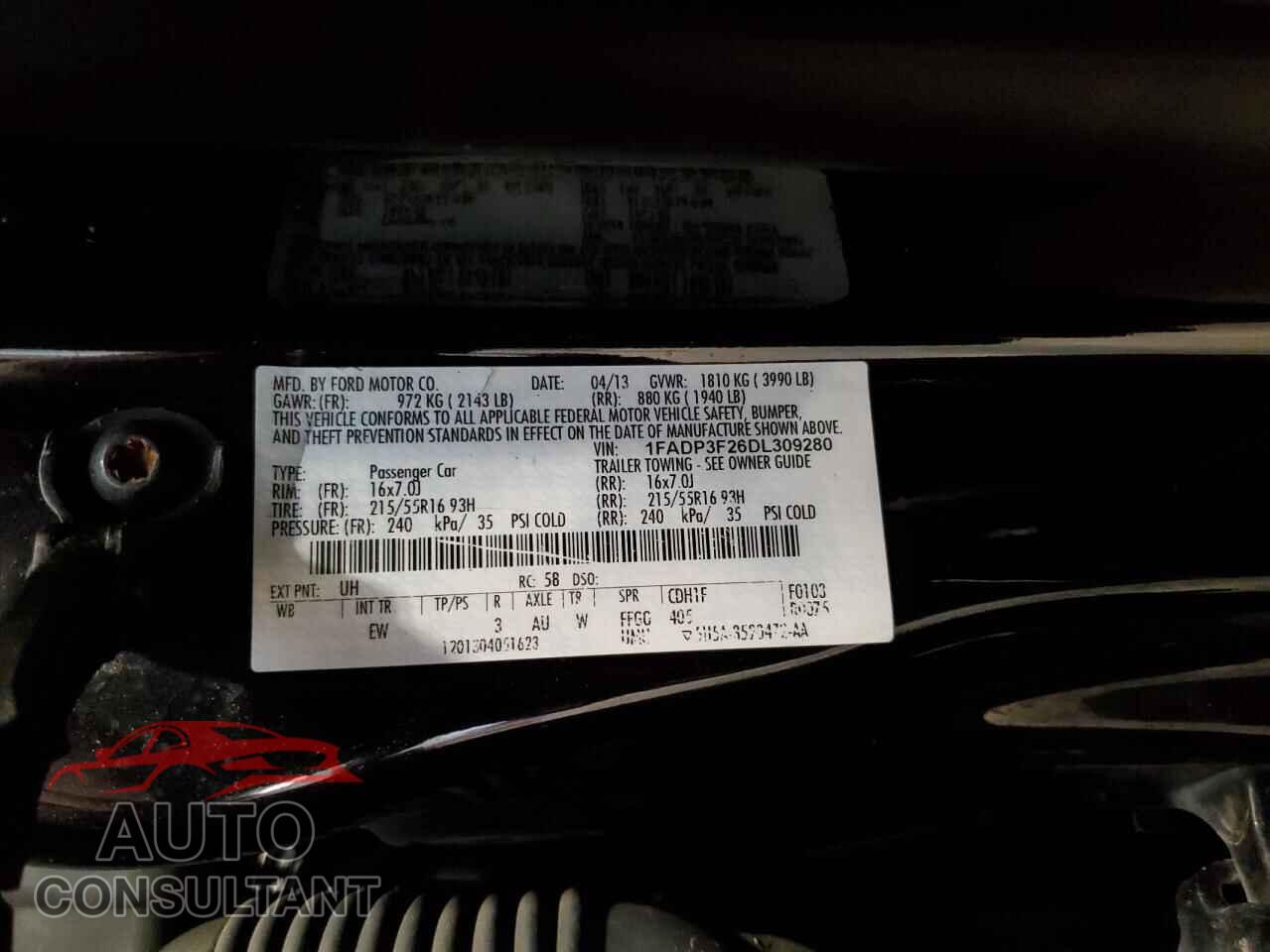 FORD FOCUS 2013 - 1FADP3F26DL309280