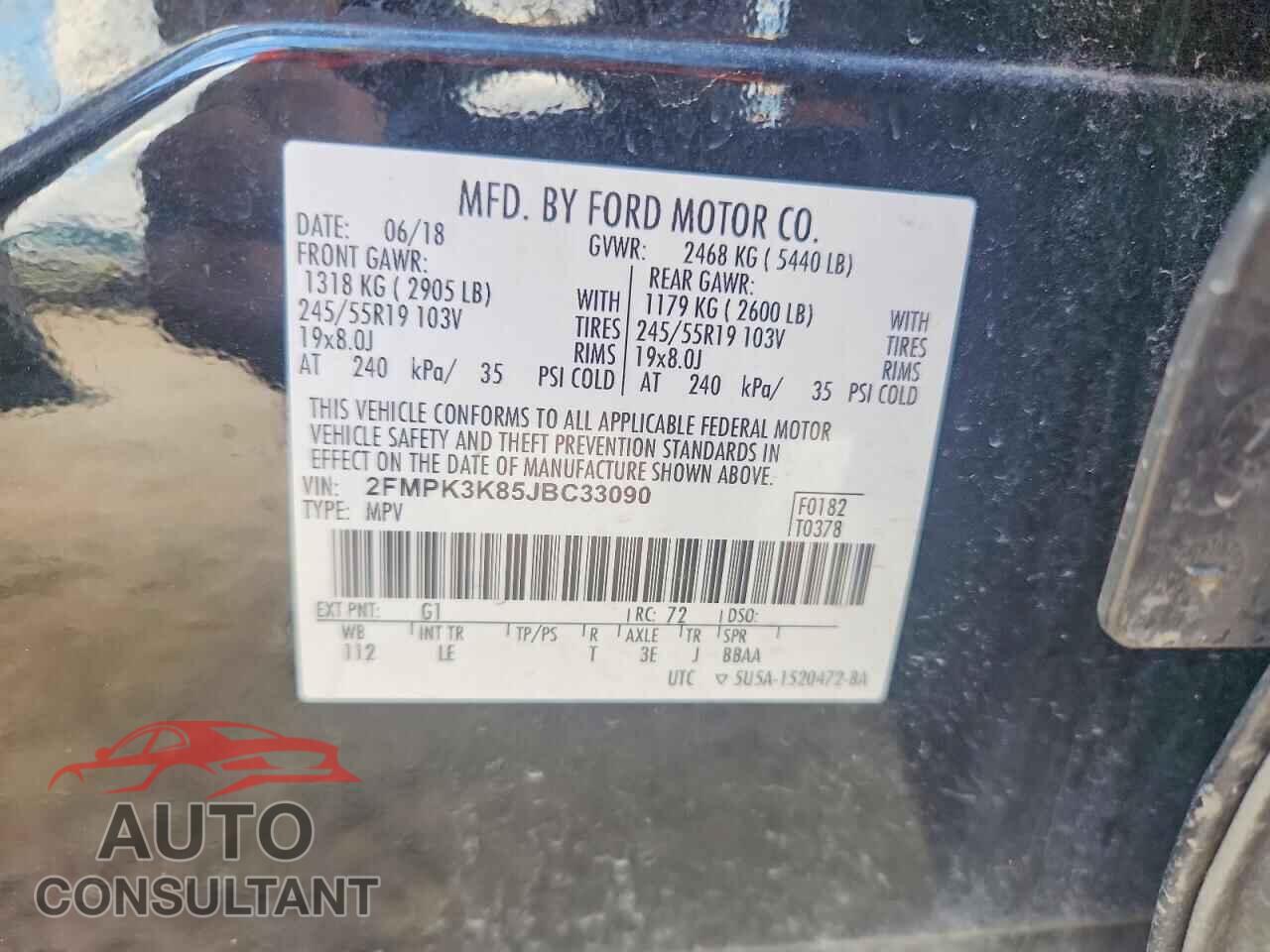 FORD EDGE 2018 - 2FMPK3K85JBC33090