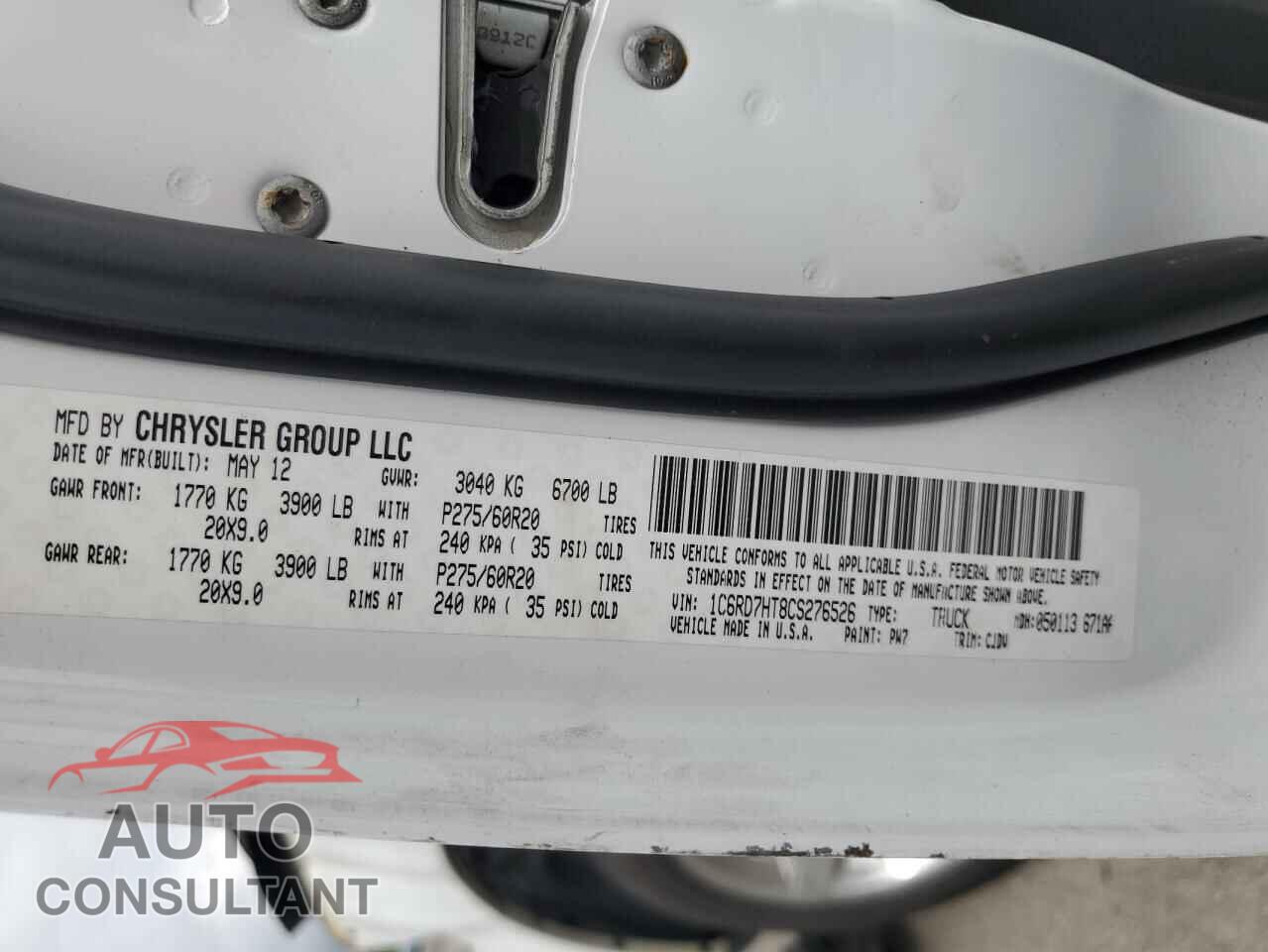 DODGE RAM 1500 2012 - 1C6RD7HT8CS276526