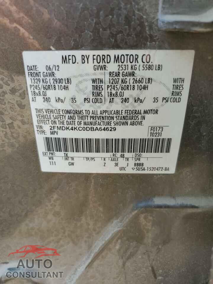 FORD EDGE 2013 - 2FMDK4KC0DBA64629