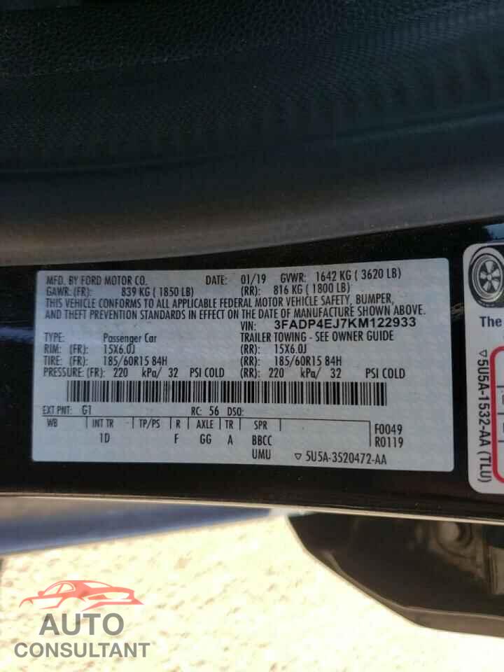 FORD FIESTA 2019 - 3FADP4EJ7KM122933