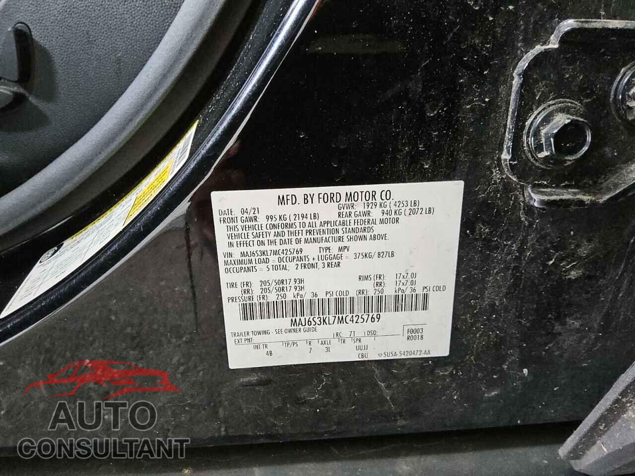 FORD ECOSPORT 2021 - MAJ6S3KL7MC425769