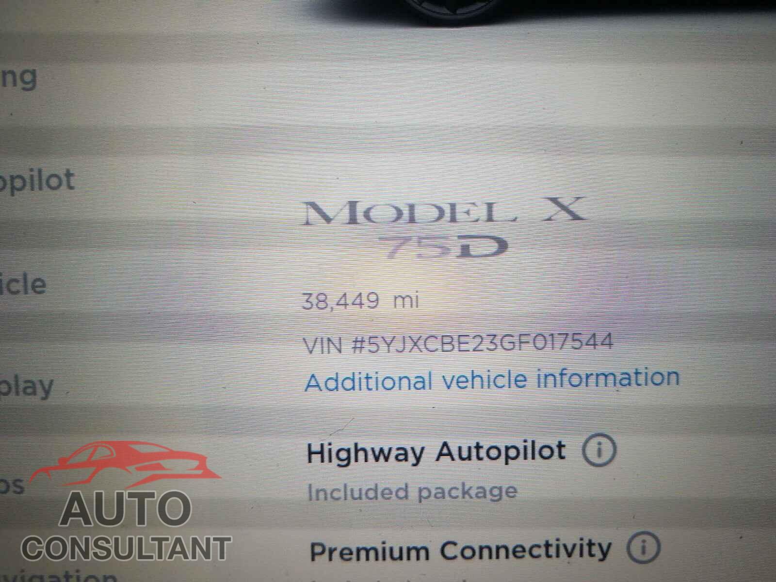 TESLA MODEL X 2016 - 5YJXCBE23GF017544