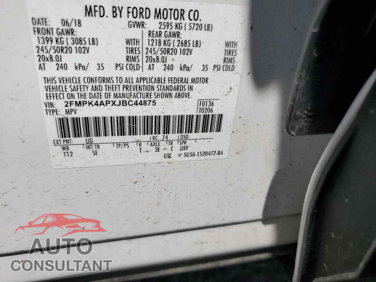 FORD EDGE 2018 - 2FMPK4APXJBC44875