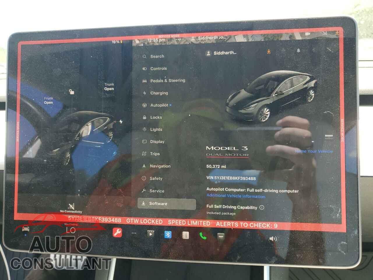TESLA MODEL 3 2019 - 5YJ3E1EB8KF393488