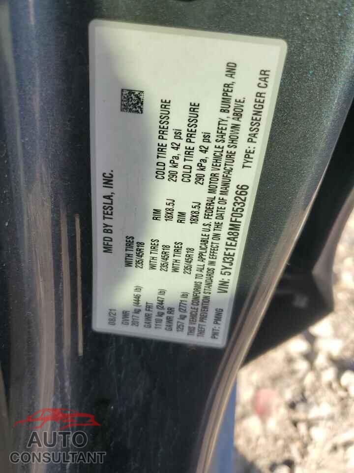 TESLA MODEL 3 2021 - 5YJ3E1EA8MF053266