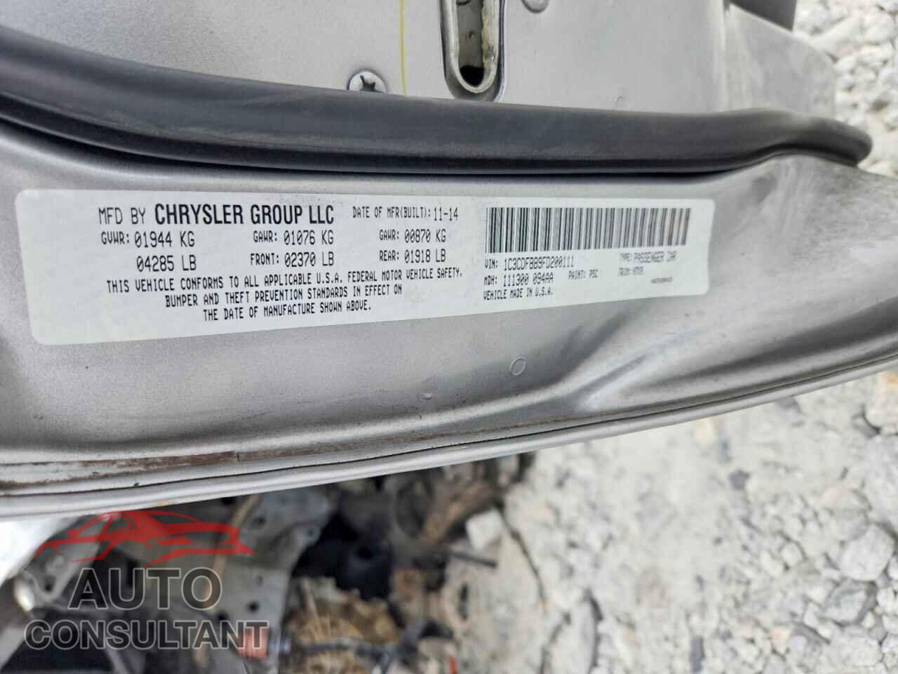 DODGE DART 2015 - 1C3CDFBB9FD200111