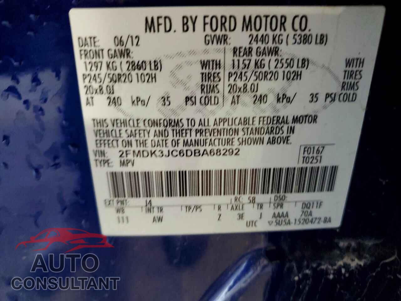 FORD EDGE 2013 - 2FMDK3JC6DBA68292
