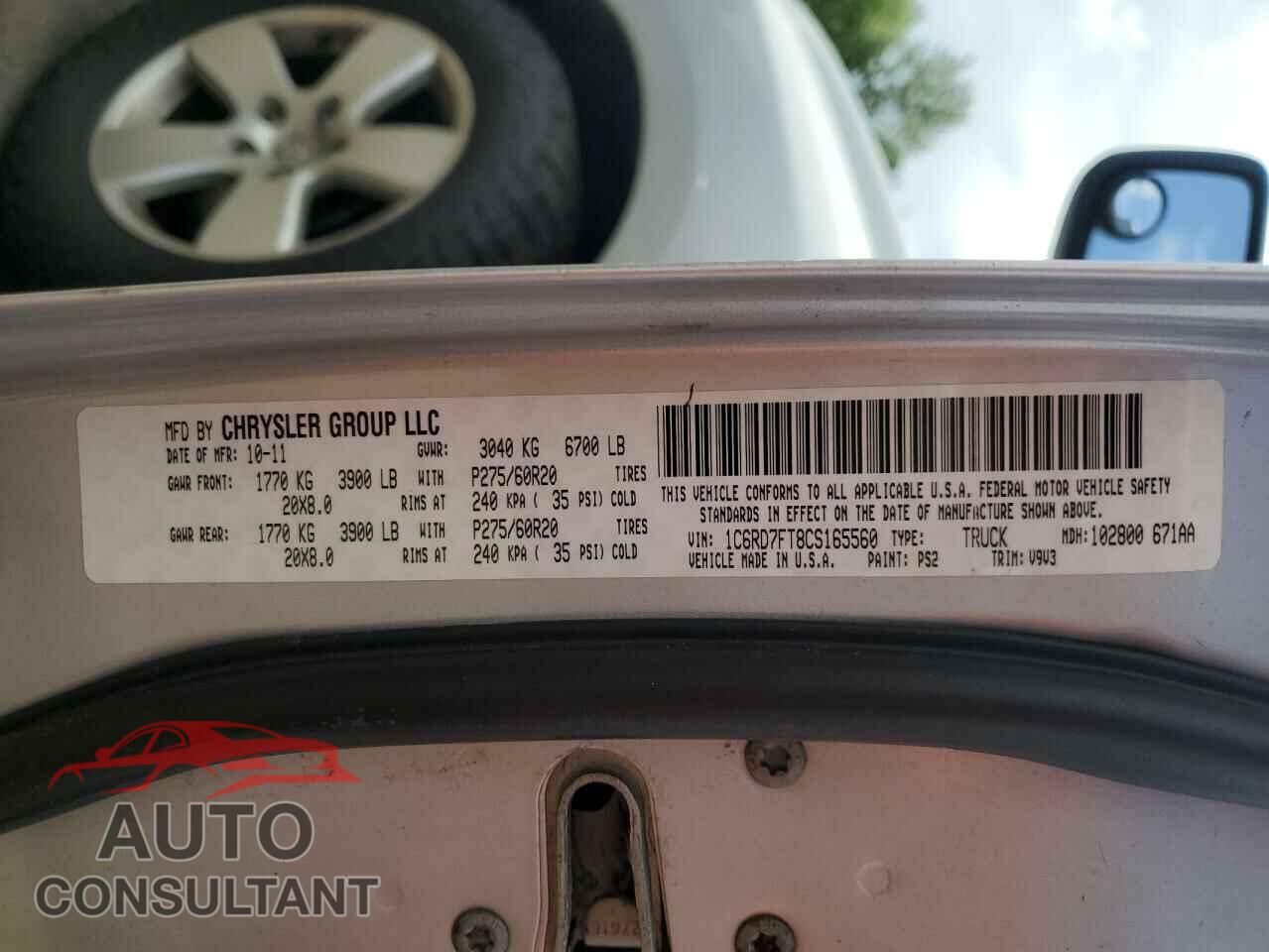 DODGE RAM 1500 2012 - 1C6RD7FT8CS165560