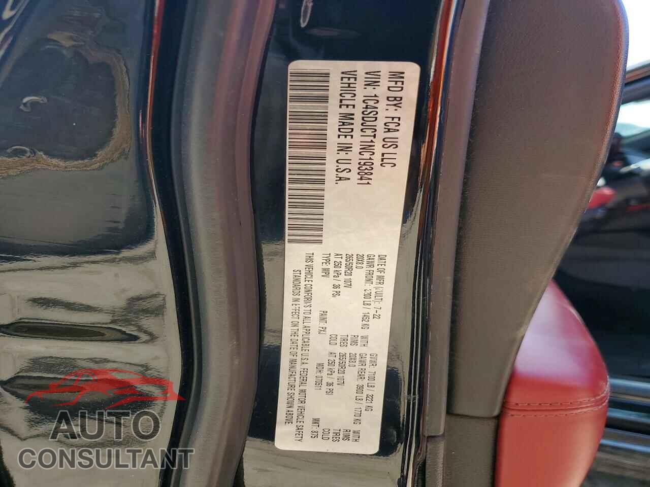 DODGE DURANGO 2022 - 1C4SDJCT1NC193841