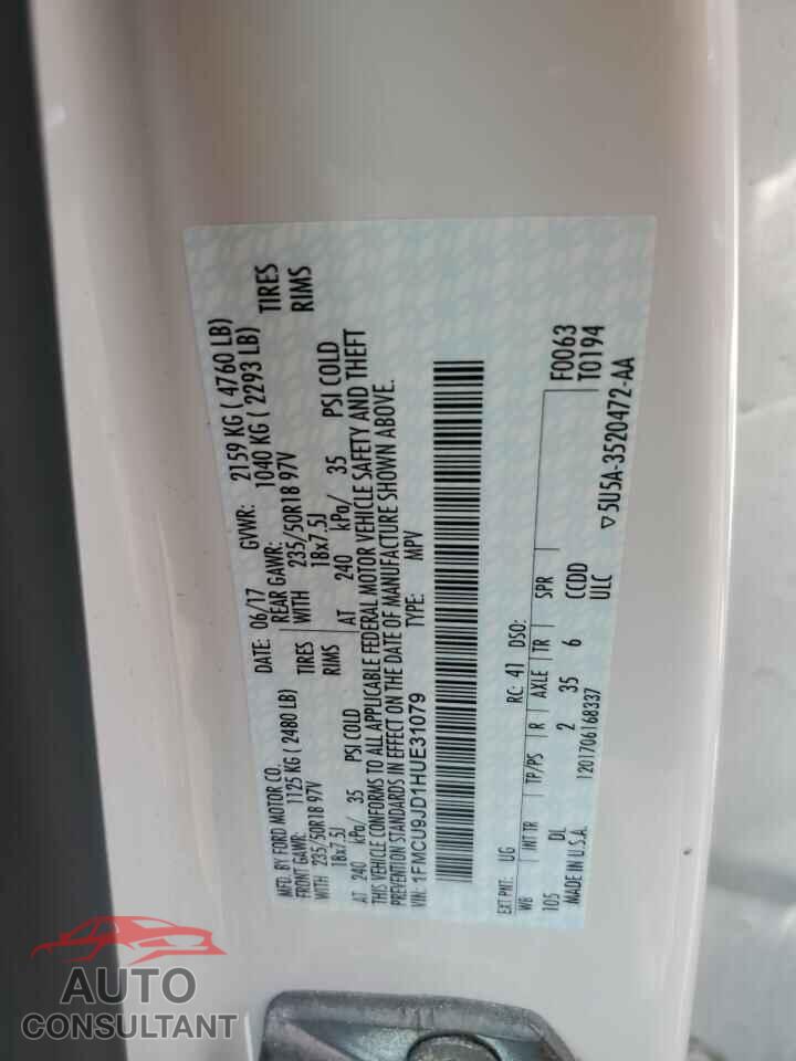 FORD ESCAPE 2017 - 1FMCU9JD1HUE31079