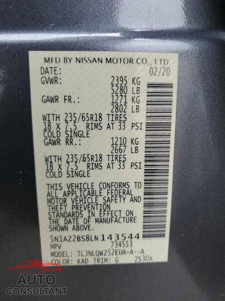 NISSAN MURANO 2020 - 5N1AZ2BS8LN143544