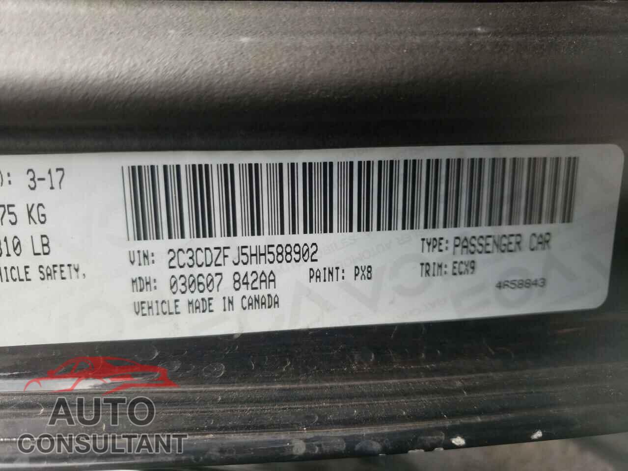 DODGE CHALLENGER 2017 - 2C3CDZFJ5HH588902