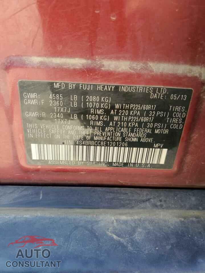 SUBARU OUTBACK 2014 - 4S4BRBCC8E1201206