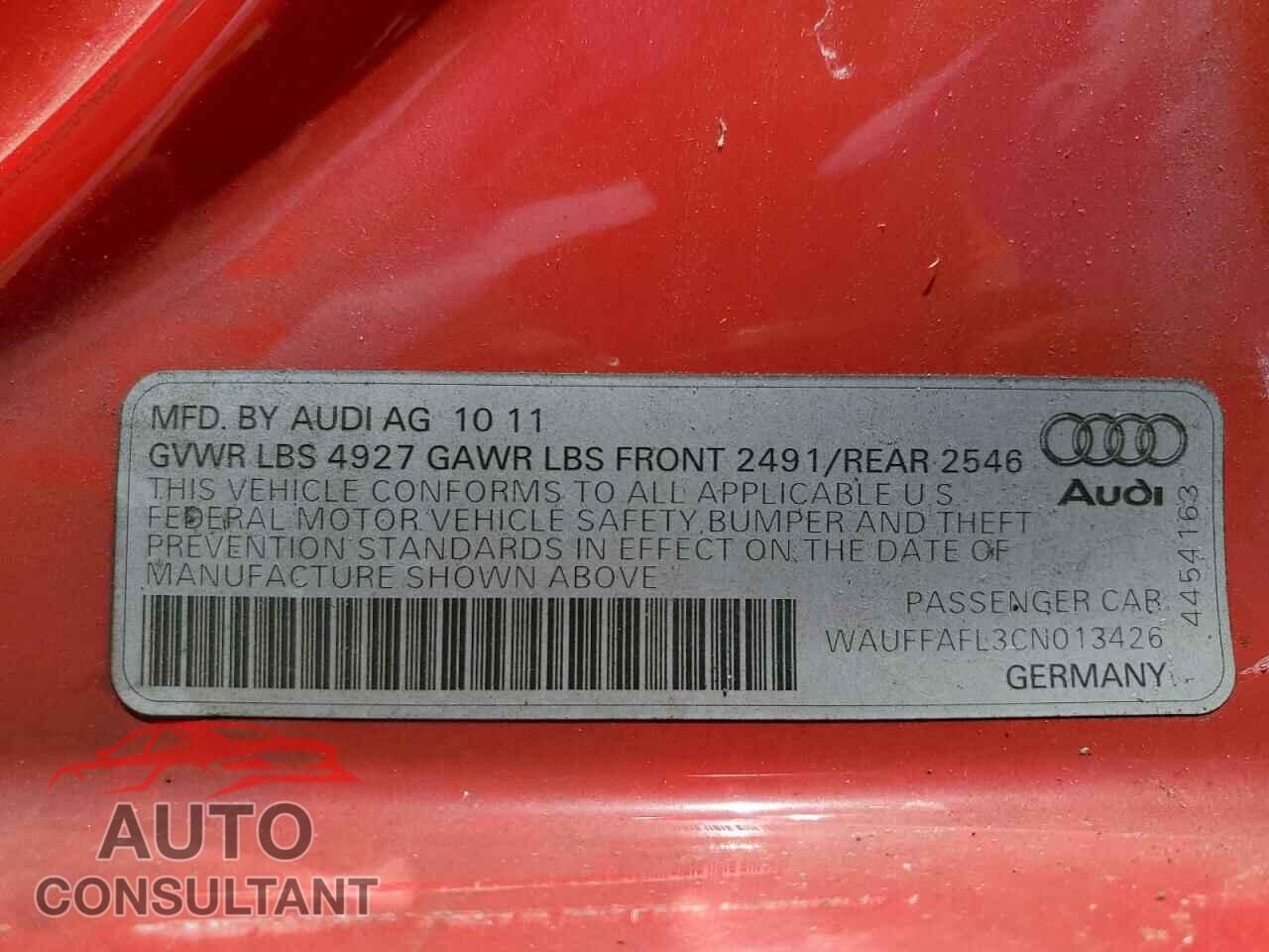 AUDI A4 2012 - WAUFFAFL3CN013426